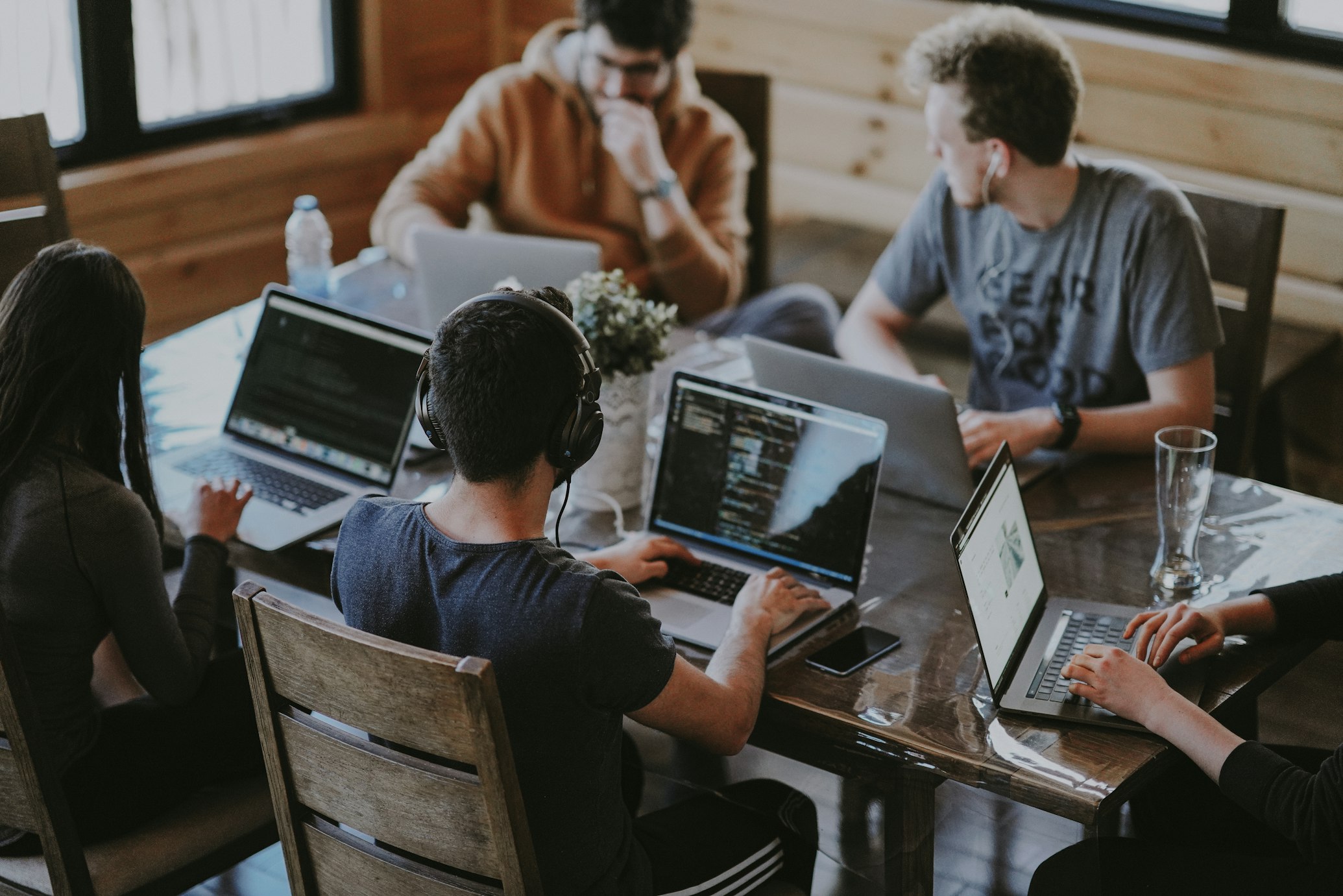 Team collaboration in modern office